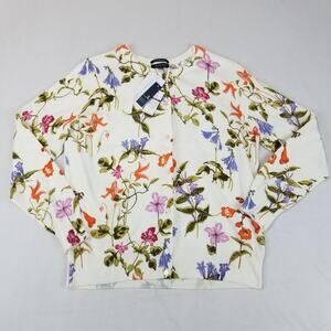 Lands' End Cardigan Sweater Womens Large Candy Botanical Supima Cotton Floral